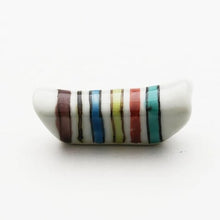 Load image into Gallery viewer, Kutani Yaki Mini chopstick rest with vertical stripes design in Kutani five colors
