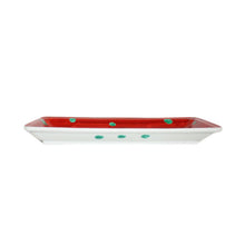 Load image into Gallery viewer, Kutani Yaki Ware Hand-Drawn Tableware for Western Tableware 24cm Slim Rectangular Dish with Red Spot Design
