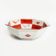 Load image into Gallery viewer, Kutani Yaki Hand-Drawn Japanese and Western Tableware Octagonal Bowl with Bird Design

