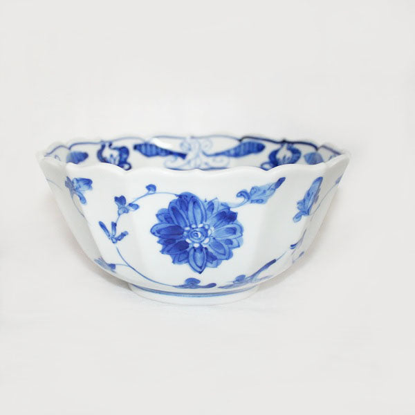 Kutani Yaki Ware Hand-Drawn Tableware for Western Tableware 18cm Bowl with Stained Flower Wheel