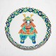 Load image into Gallery viewer, Kutani Yaki Hand-painted Kutani ware 15cm decorative dish with warrior design (with plate stand)
